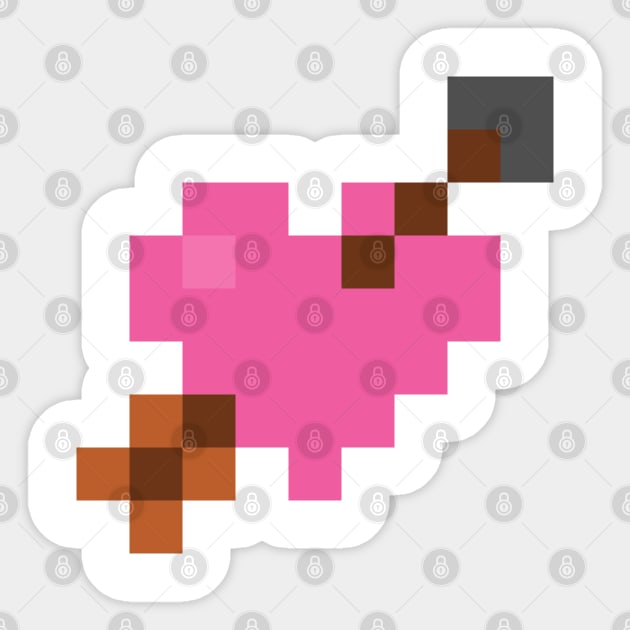 Shot Through My Pink Pixel Heart Sticker by gkillerb